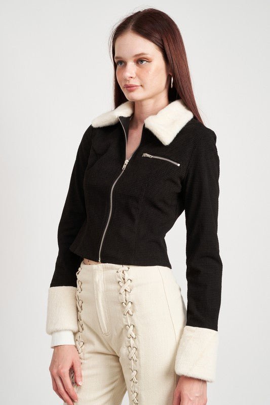Black Crop Jacket from Jackets collection you can buy now from Fashion And Icon online shop