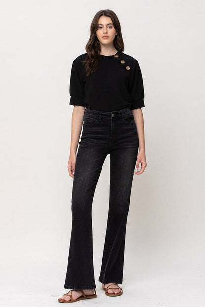 Black High Rise Relax Flare Jeans from Jeans collection you can buy now from Fashion And Icon online shop