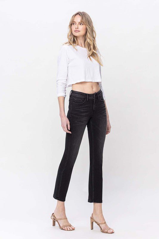 Black Mid Rise Straight Jeans from Jeans collection you can buy now from Fashion And Icon online shop