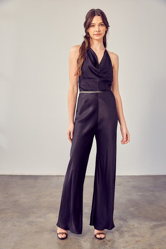 Black Satin Flared Pants from Pants collection you can buy now from Fashion And Icon online shop
