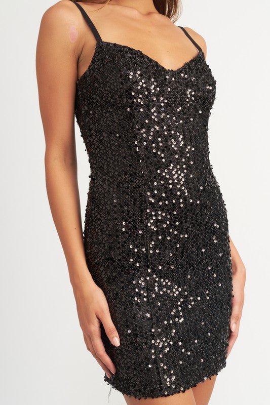 Black Sequin Mini Dress from Mini Dresses collection you can buy now from Fashion And Icon online shop
