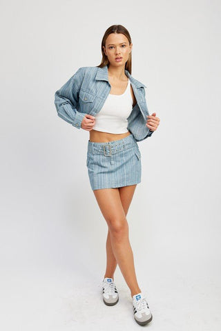 Blue Cropped Denim Jacket from Jackets collection you can buy now from Fashion And Icon online shop