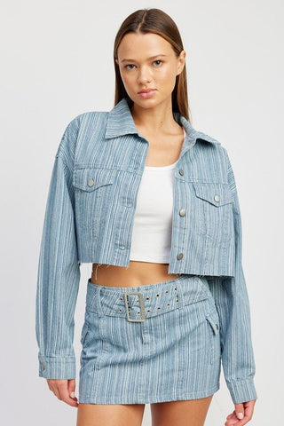 Blue Cropped Denim Jacket from Jackets collection you can buy now from Fashion And Icon online shop
