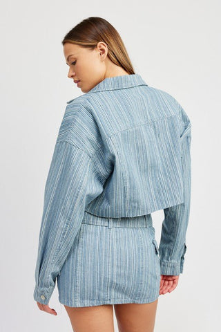 Blue Cropped Denim Jacket from Jackets collection you can buy now from Fashion And Icon online shop