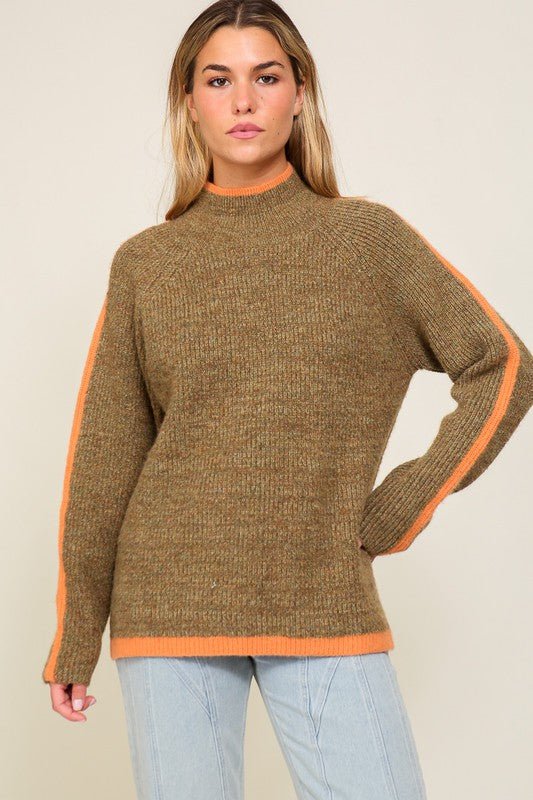Brown Mock Neck Sweater from Sweaters collection you can buy now from Fashion And Icon online shop