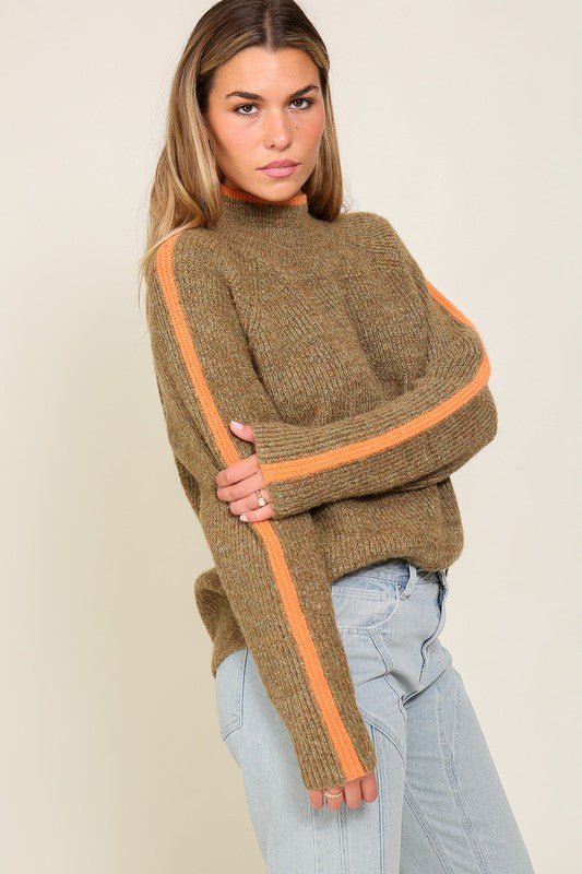 Brown Mock Neck Sweater from Sweaters collection you can buy now from Fashion And Icon online shop