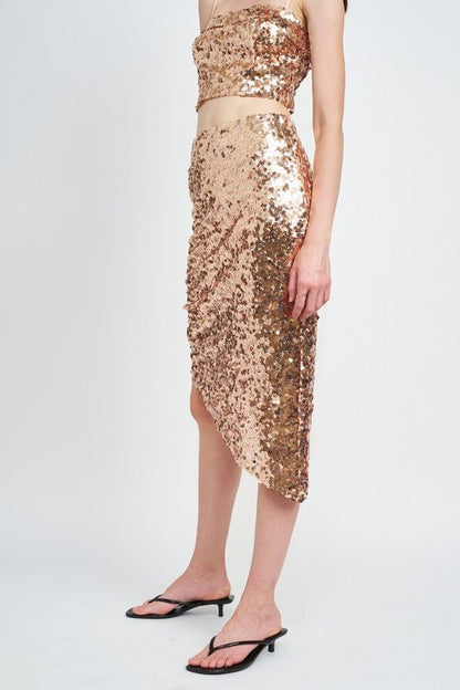 Brown Sequin Midi Skirt from Midi Skirts collection you can buy now from Fashion And Icon online shop