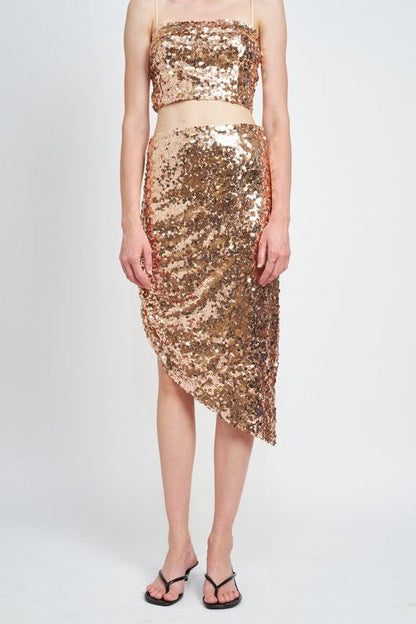 Brown Sequin Midi Skirt from Midi Skirts collection you can buy now from Fashion And Icon online shop
