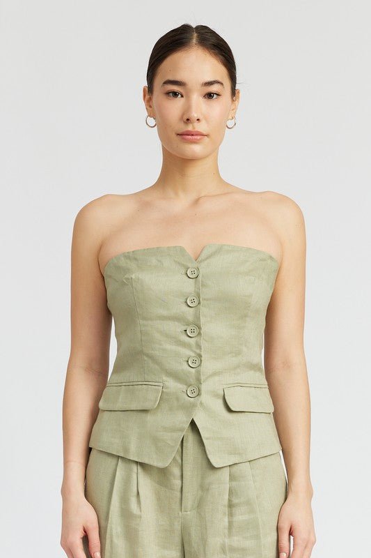 Button Down Bustier Top from Tube Top collection you can buy now from Fashion And Icon online shop