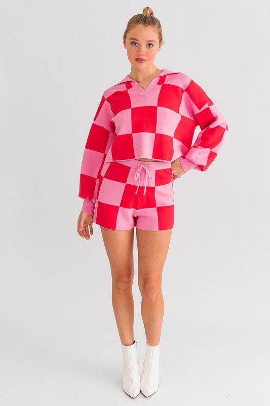 Checkered Knit Shorts from Shorts collection you can buy now from Fashion And Icon online shop