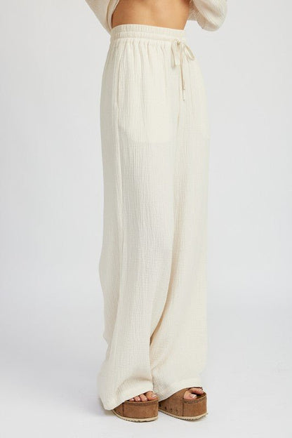 Cream Long Lounge Pants from Pants collection you can buy now from Fashion And Icon online shop