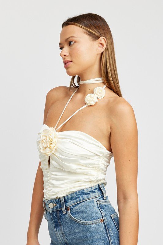 Cream Rosette Top from Blouses collection you can buy now from Fashion And Icon online shop