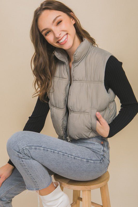 Cropped Puffer Vest from Vests collection you can buy now from Fashion And Icon online shop