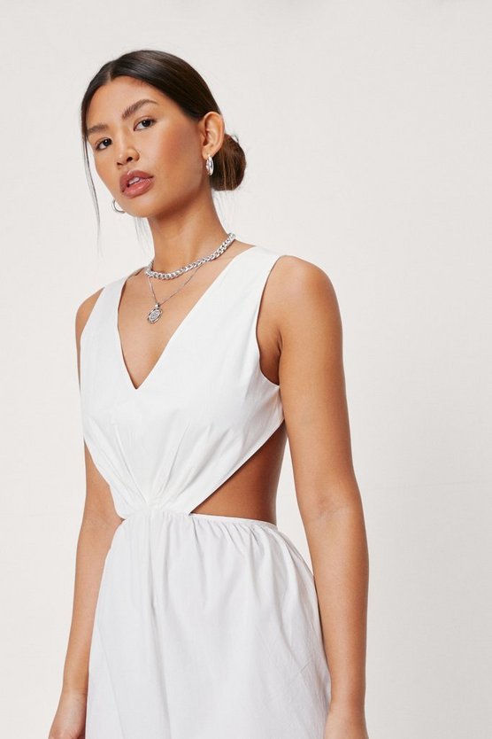 Cut Out Detail Poplin Midi Tea Dress from Maxi Dresses collection you can buy now from Fashion And Icon online shop