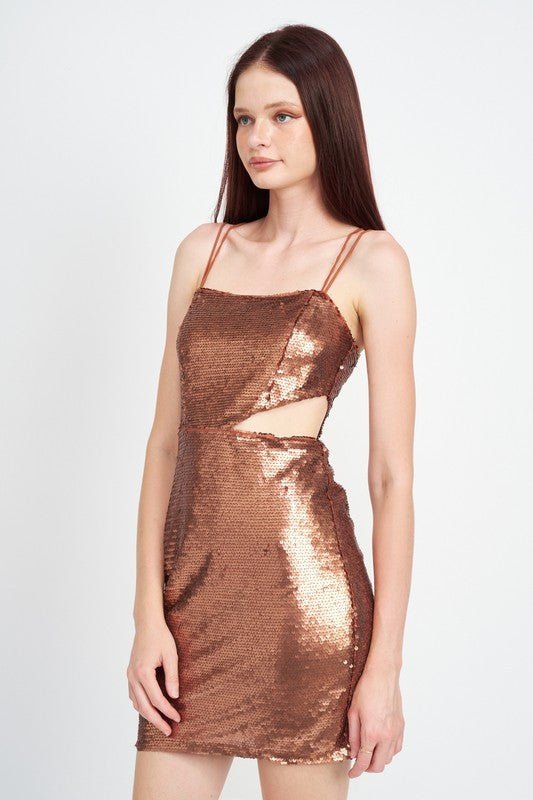 Cut Out Sequin Mini Dress from Mini Dresses collection you can buy now from Fashion And Icon online shop