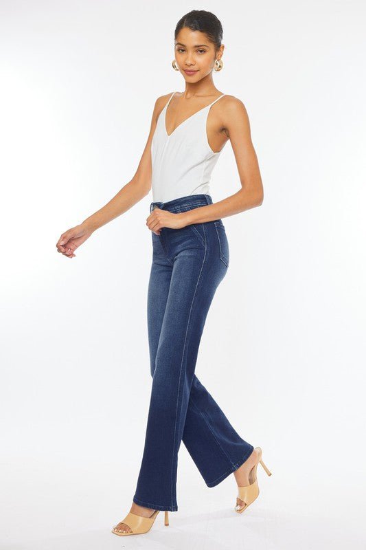 Dark Wash High Rise Relax Flare Jeans from Jeans collection you can buy now from Fashion And Icon online shop