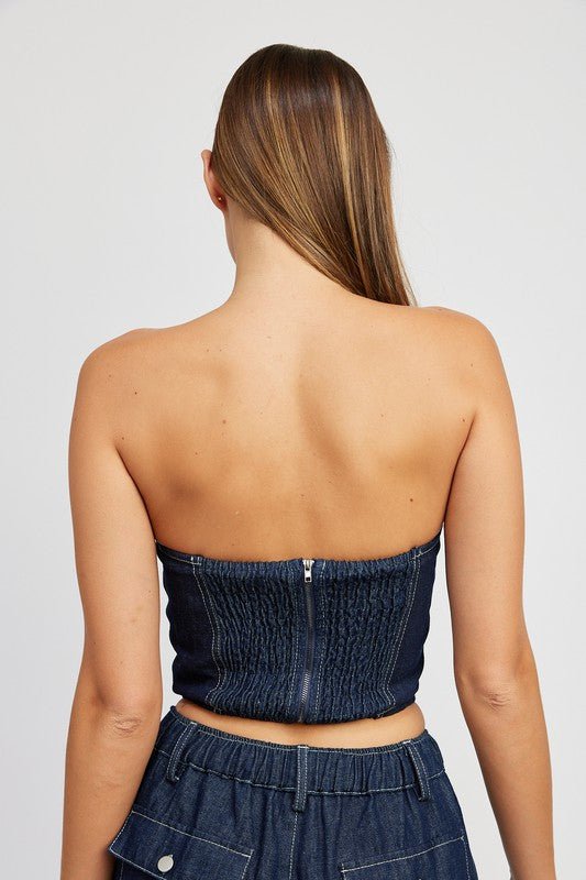 Denim Corset from Crop Tops collection you can buy now from Fashion And Icon online shop