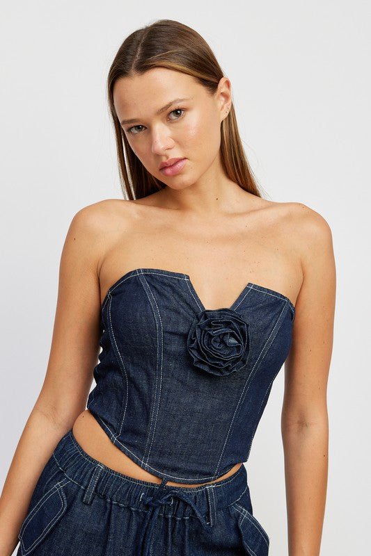 Denim Corset from Crop Tops collection you can buy now from Fashion And Icon online shop