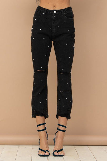 Denim Jeans with Rhinestone from Jeans collection you can buy now from Fashion And Icon online shop
