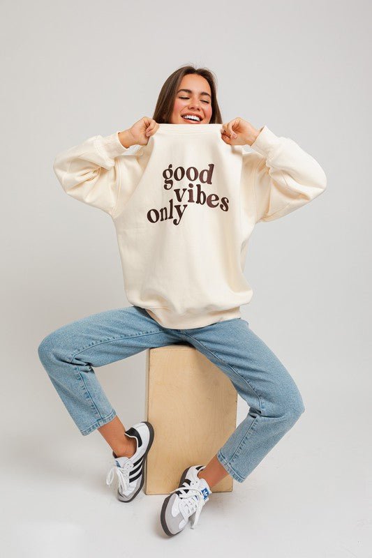 Embroidered Good Vibes Only Sweatshirt from collection you can buy now from Fashion And Icon online shop