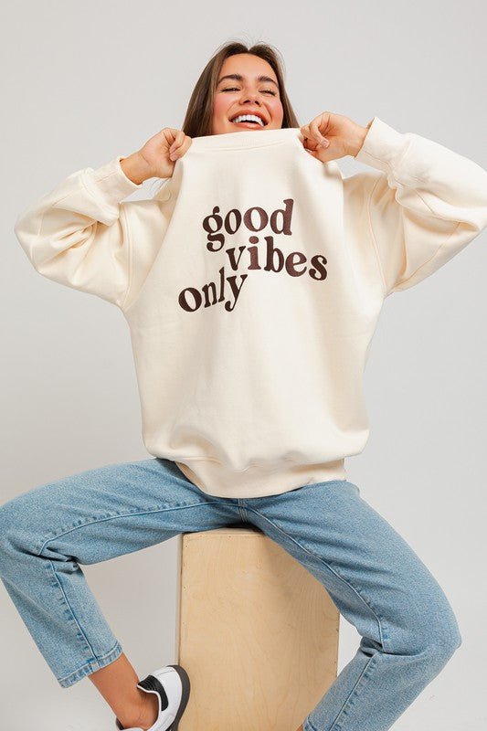 Embroidered Good Vibes Only Sweatshirt from collection you can buy now from Fashion And Icon online shop