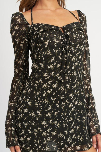Floral Long Sleeve Mini Dress from Mini Dresses collection you can buy now from Fashion And Icon online shop