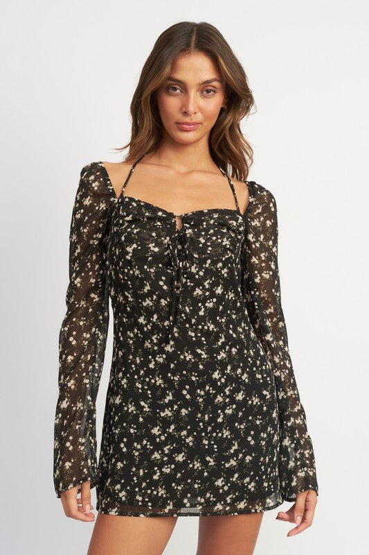 Floral Long Sleeve Mini Dress from Mini Dresses collection you can buy now from Fashion And Icon online shop