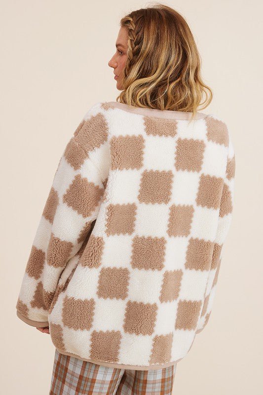 Fuzzy Checkered Jacket from Jackets collection you can buy now from Fashion And Icon online shop