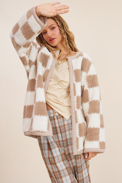 Fuzzy Checkered Jacket from Jackets collection you can buy now from Fashion And Icon online shop