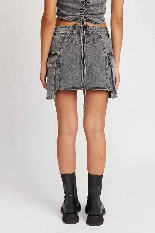 Gray Denim Cargo Mini Skirt from Denim Skirts collection you can buy now from Fashion And Icon online shop