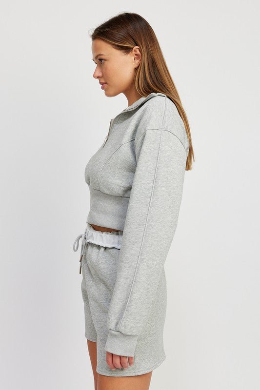 Half Zip Crop Sweatshirt from Sweatshirts collection you can buy now from Fashion And Icon online shop
