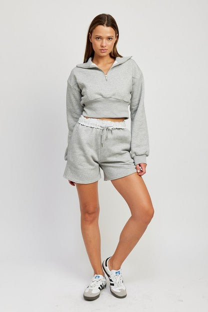 Half Zip Crop Sweatshirt from Sweatshirts collection you can buy now from Fashion And Icon online shop