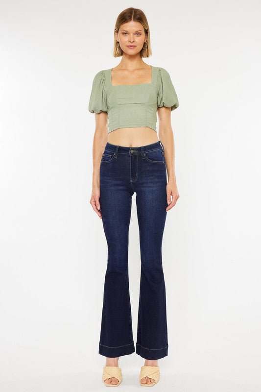 High Rise Dark Wash Flare Jeans from Jeans collection you can buy now from Fashion And Icon online shop