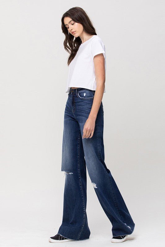 High Rise Distressed Wide Leg Jeans from Jeans collection you can buy now from Fashion And Icon online shop