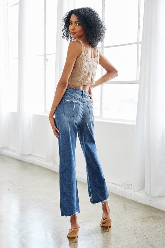 High Rise Frayed Hem Wide Leg Jeans from Jeans collection you can buy now from Fashion And Icon online shop