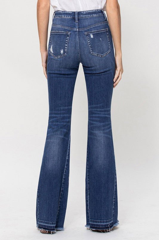 High Rise Raw Hem Flare Jeans from Jeans collection you can buy now from Fashion And Icon online shop