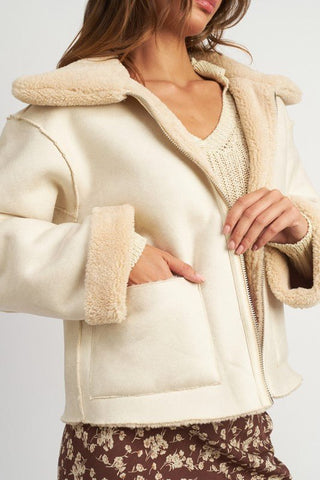 Ivory Reversible Faux Fur Jacket from Jackets collection you can buy now from Fashion And Icon online shop