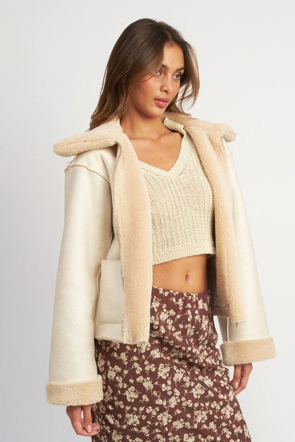 Ivory Reversible Faux Fur Jacket from Jackets collection you can buy now from Fashion And Icon online shop