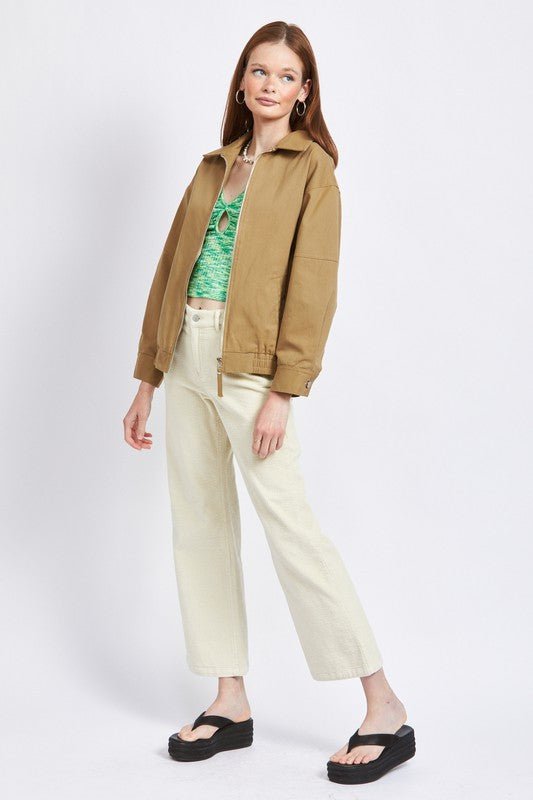 Khaki Oversized Bomber Jacket from Casual jacket collection you can buy now from Fashion And Icon online shop