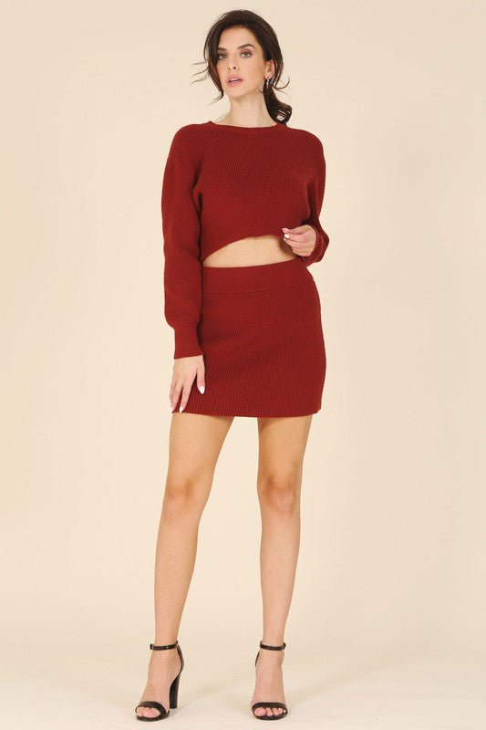 Knit Crop Top And Skirt Set from Matching Sets collection you can buy now from Fashion And Icon online shop