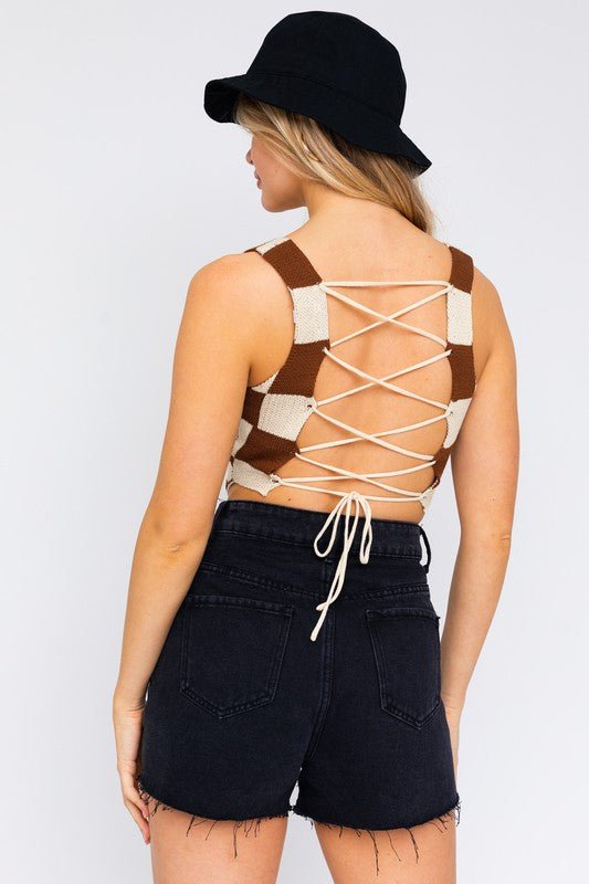 Lace Back Crochet Top from Knit Tops collection you can buy now from Fashion And Icon online shop
