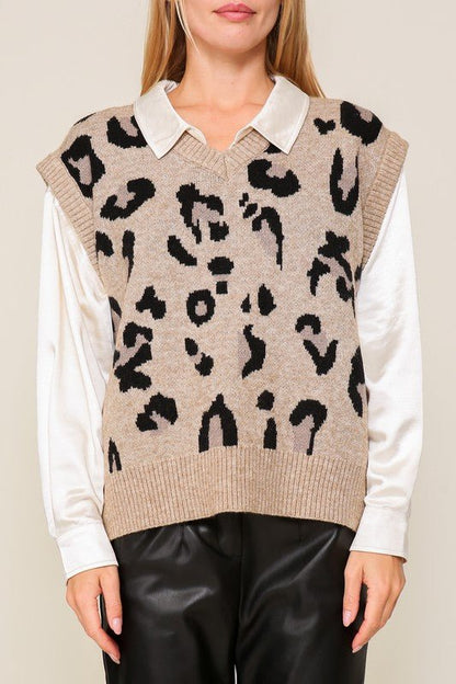 Leopard Sweater Vest from Knit Vests collection you can buy now from Fashion And Icon online shop