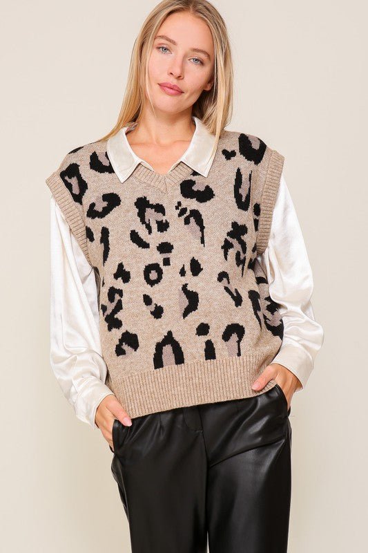 Leopard Sweater Vest from Knit Vests collection you can buy now from Fashion And Icon online shop