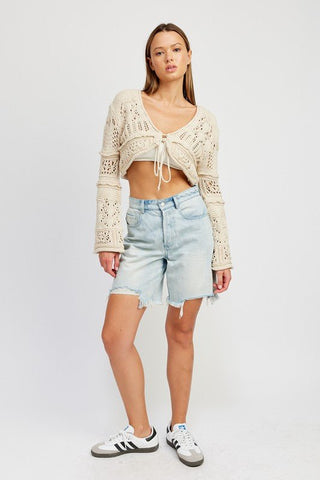 Long Sleeve Crochet Crop Top from Knit Tops collection you can buy now from Fashion And Icon online shop