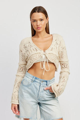 Long Sleeve Crochet Crop Top from Knit Tops collection you can buy now from Fashion And Icon online shop
