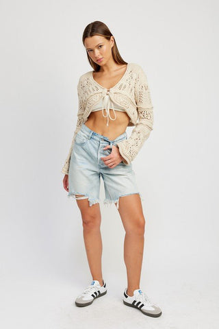 Long Sleeve Crochet Crop Top from Knit Tops collection you can buy now from Fashion And Icon online shop