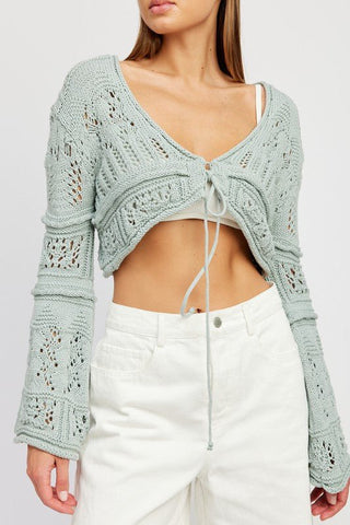 Long Sleeve Crochet Crop Top from Knit Tops collection you can buy now from Fashion And Icon online shop
