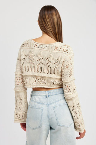 Long Sleeve Crochet Crop Top from Knit Tops collection you can buy now from Fashion And Icon online shop