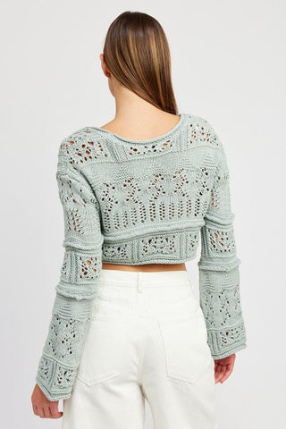 Long Sleeve Crochet Crop Top from Knit Tops collection you can buy now from Fashion And Icon online shop