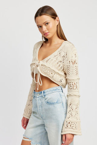 Long Sleeve Crochet Crop Top from Knit Tops collection you can buy now from Fashion And Icon online shop